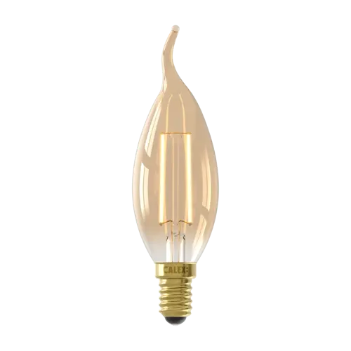 Calex Tip-Kaars BXS35 Goud Straight filament 220-240V 3.5W 250lm 2100K E14 Dimbaar met LED dimmer