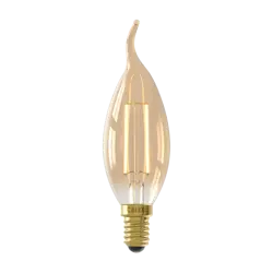 Calex Tip-Kaars BXS35 Goud Straight filament 220-240V 3.5W 250lm 2100K E14 Dimbaar met LED dimmer