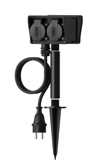 Calex Tuincontactdoos 2-voudig met grondpen en timer, incl. 1,4 mtr kabel/stekker
