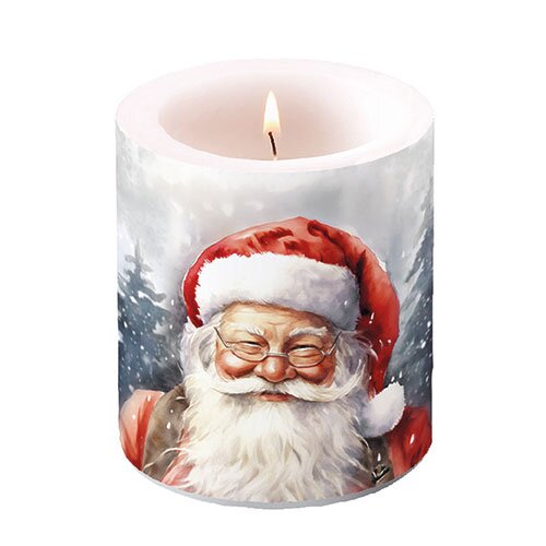 Candle medium Happy Santa