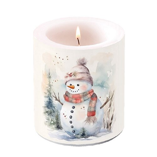 Candle medium Snowman in nature