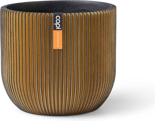 CAPI POT Planter ball Groove 14x13 black gold
