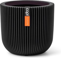 Capi Europe bloempot bol Groove zwart h6xb8 Ø6 cm - afbeelding 1