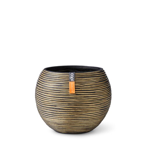 CAPI POT Vase ball Rib 12x10 black gold