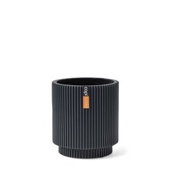 CAPI POT Vase cylinder Groove 11x12 graphite grey