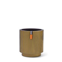 CAPI POT Vase cylinder Groove 19x21 black gold