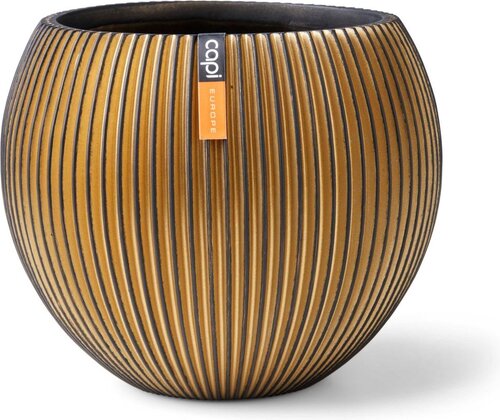 Capi Europe Vaas bol groove goud h15xb18 Ø11,5-12 cm - afbeelding 1