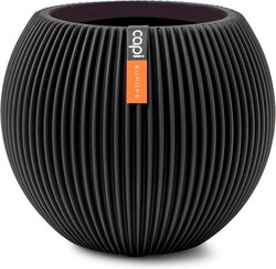 Capi Europe Vaas bol groove zwart h15xb18 Ø11,5-12 cm - afbeelding 1