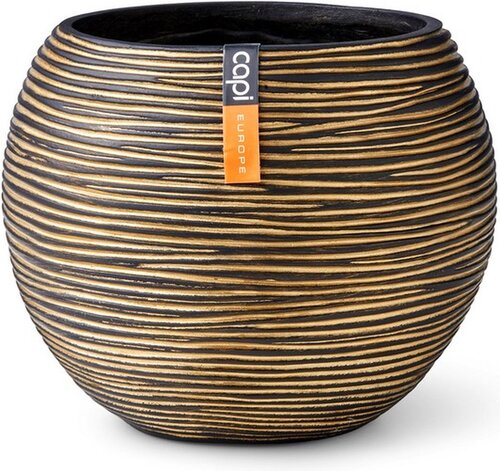 Capi Europe Vaas bol rib goud h10x12 Ø8,5 cm  - afbeelding 1