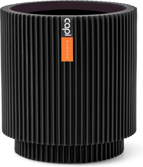 Capi Europe Vaas cilinder groove zwart h9xb8 Ø 6,5 cm - afbeelding 1
