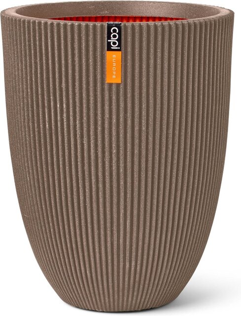 Capi Europe vaas elegant laag groove nl warm taupe h58xb46 Ø 41-42 cm - afbeelding 1
