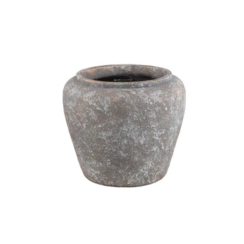 PTMD Chelise Dark Grey cement round pot rustic finish L