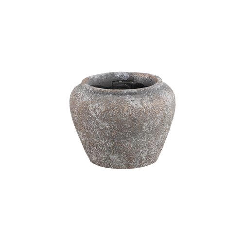PTMD Chelise Dark Grey cement round pot rustic finish S