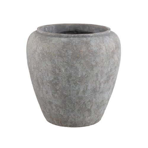 PTMD Chelise Dark Grey cement round pot rustic XXL