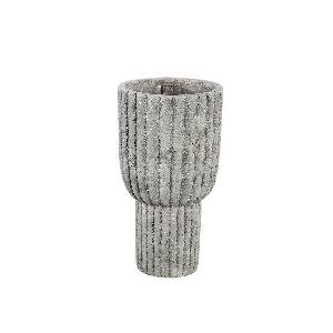 PTMD Cinne Grey cement ribbed pot on base round S