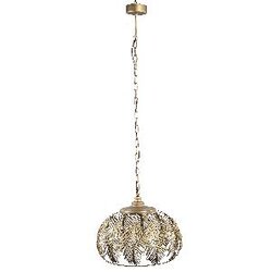PTMD Colette Gold metal hanging lamp with leaves round