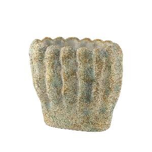 PTMD Contina Green oval cement pot thick wavy M
