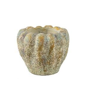 PTMD Contina Green round cement pot thick wavy M