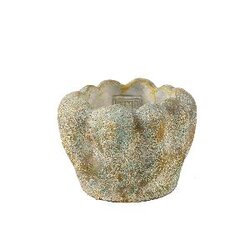 PTMD Contina Green round cement pot thick wavy S