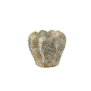 PTMD Contina Green round cement pot thick wavy XS