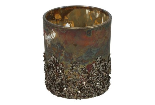 Countryfield Theelichthdr cira glas ro 7x7x8cm brn