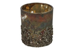 Countryfield Theelichthdr cira glas ro 7x7x8cm brn