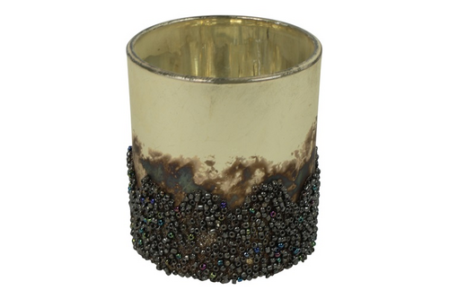Countryfield Theelichthdr cira glas ro 7x7x8cm crm