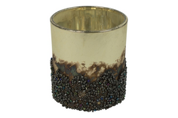 Countryfield Theelichthdr cira glas ro 7x7x8cm crm