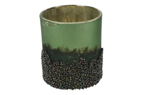 Countryfield Theelichthdr cira glas ro 7x7x8cm grn