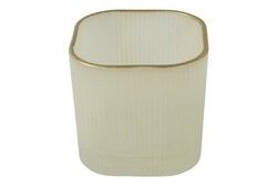 Countryfield Theelichthdr glas vk 7x7x7cm crm