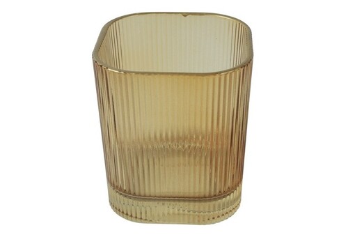Countryfield Theelichthdr glas vk 8x8x9cm l.brn