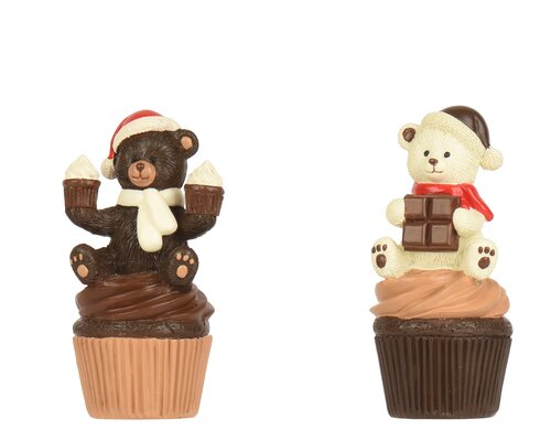 Decoris Cupcakes polyresin bear 2ass