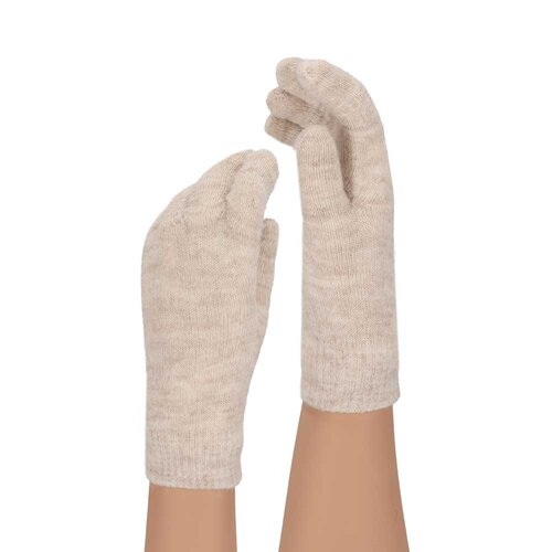 Dames handschoen gebr camel mel os
