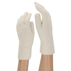 Dames handschoen gebr wolwit mel os