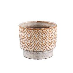 PTMD Danell Cream glazed ceramic pot art deco round XS