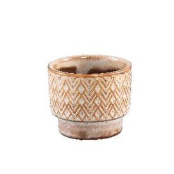 PTMD Danell Cream glazed ceramic pot art deco round XXS