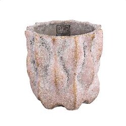 PTMD Daron Pink cement round pot wavy lines L