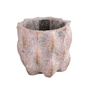 PTMD Daron Pink cement round pot wavy lines M