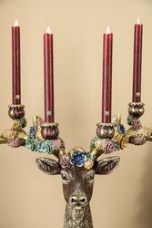PTMD Deane Burgundy poly reindeer candle holder flowers - afbeelding 2