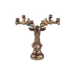 PTMD Deane Burgundy poly reindeer candle holder flowers - afbeelding 1