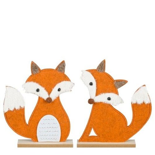 Decoratie vos l25b1h31cm oranje 2ass