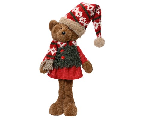 Decoris Beer polyester l17b10h35cm bruin
