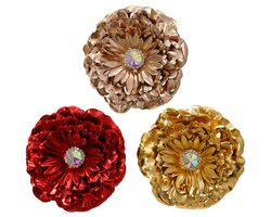 Everlands Bloem op clip polyester pearl center on clip 3col ass