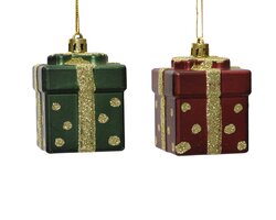 Decoris Cadeau kunststof matt glitter 2col ass