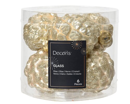 Decoris Dennenappel glas enamel-matt glitter mix - afbeelding 1
