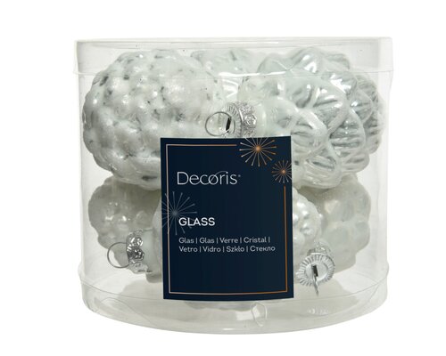Decoris Dennenappel glas enamel, matt glitter mix - afbeelding 1