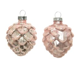 Decoris Dennenappel glas enamel, matt glitter mix - afbeelding 2