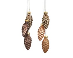 Decoris Dennenappel glas enamel, matt, glitter mix - afbeelding 1