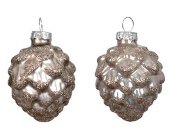 Decoris Dennenappel glas enamel - matt mix - afbeelding 2