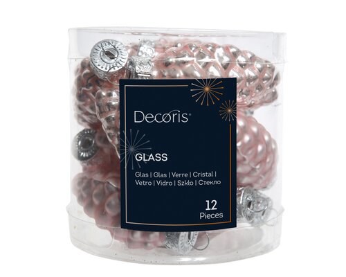 Decoris Dennenappel glas enamel, matt mix - afbeelding 1